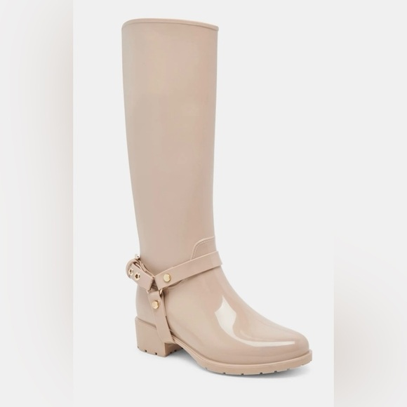 Women's Beige Knee-High Waterproof Boots - Picture 3 of 13